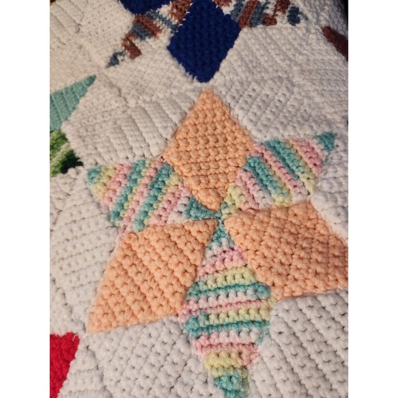 Handmade Crochet Afghan Blanket KING Granny Cottage Heirloom Farmhouse Decor - Picture 5 of 16